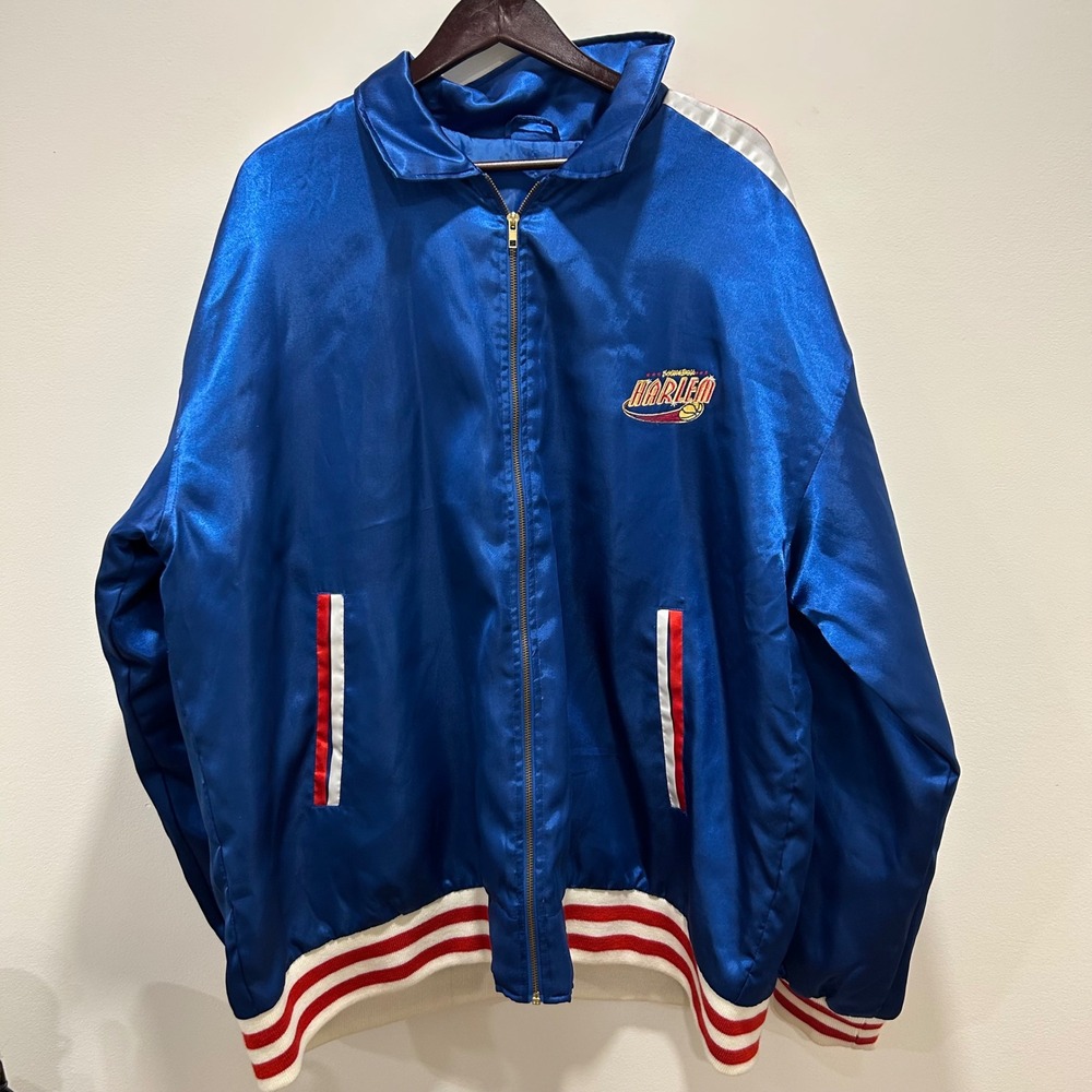 Harlem School Ball Basketball Satin Jacket Full Zip Blue Red White XXL - Picture 2 of 6